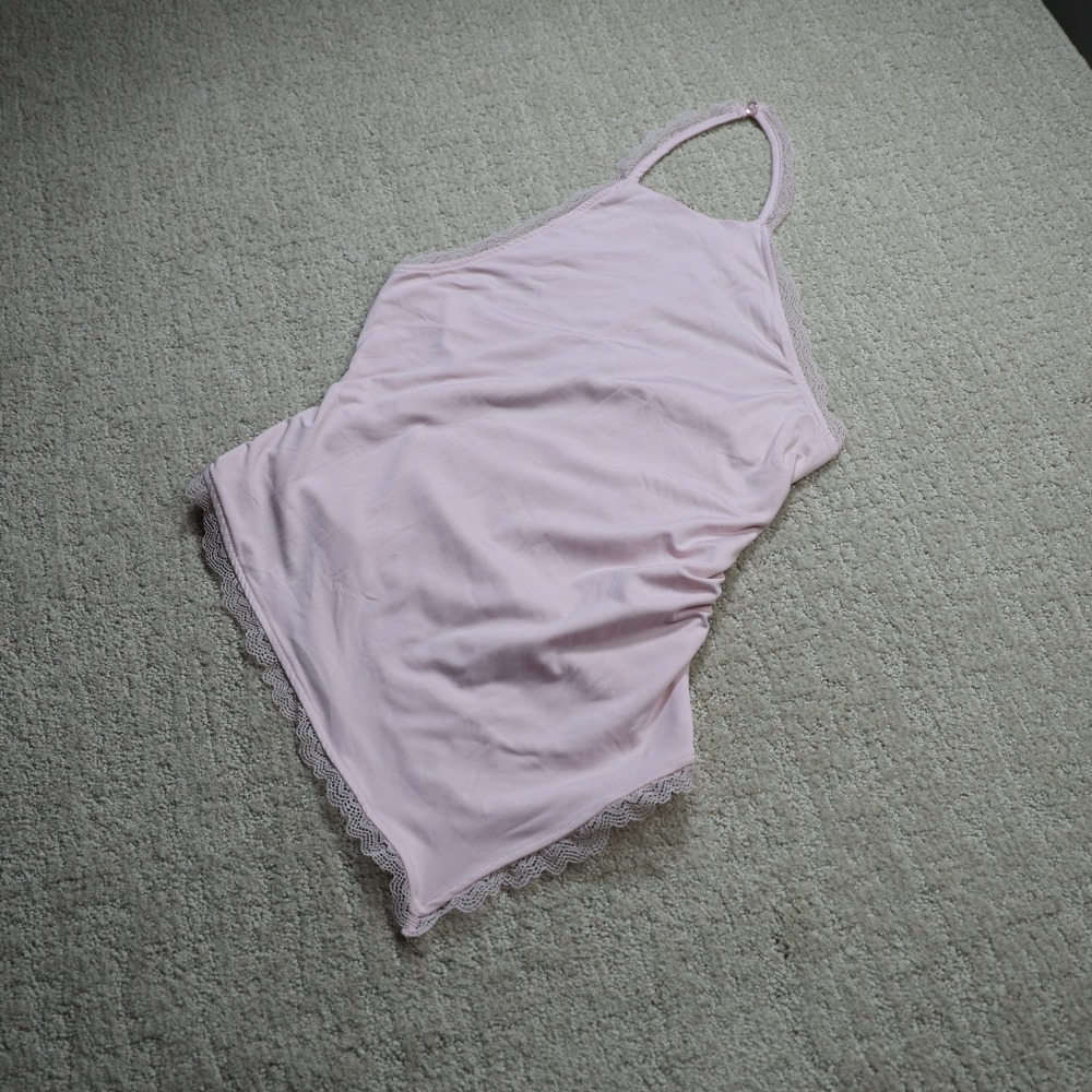 Wild Fable Pink Halter Handkerchief Hem Lace Trim Top S F16794883-Q1/26